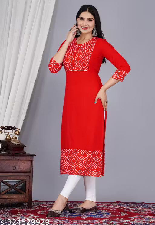 Manikant Enterprises Women Rayon Ethnic Wear for Casual and Festive Occasions Gold Printed Straight Fit Kurti(Black) |Ethnic Kurti for Women|Kurtis & Kurtas |Simple & Party Wear Kurti|
