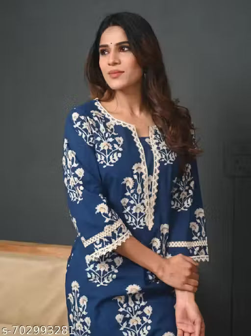 HN BLUE LACE | Printed Kurti For Festivals | Women Printed Kurta | New Kurti | Stylish Kurti | Party Wear | Women Latest Kurti | Women Rayon Floral Printed Straight Kurti/Kurta