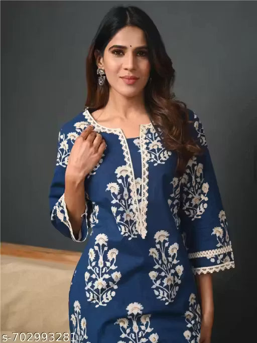 HN BLUE LACE | Printed Kurti For Festivals | Women Printed Kurta | New Kurti | Stylish Kurti | Party Wear | Women Latest Kurti | Women Rayon Floral Printed Straight Kurti/Kurta