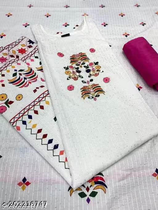 MASLIN SEQUNCE KURTA-DUPATTA SET WITH STRECHBLE PANT Dupatta Set
