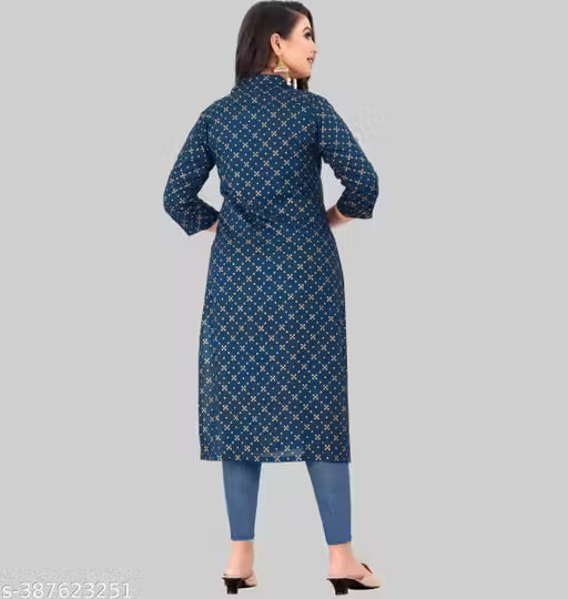 Rayon Kurti for women Gold Foil Print