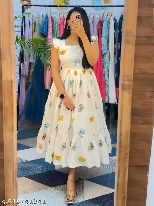 New Design Women Half Sleeves Printed Middy Gown || Women Gown || Women Dress || Women Frock || Frock for girls || Dress for women || Printed Dress