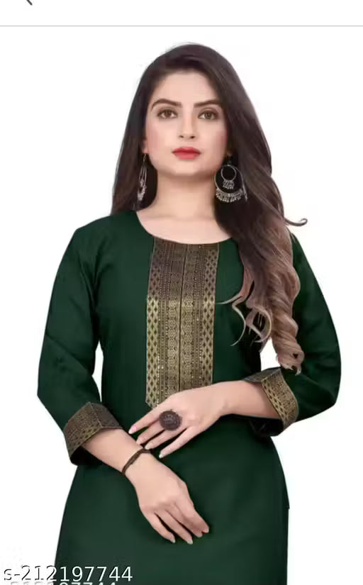 Desigener Kurtis New Collection Plain Cotton Golden Lace Border Pattern Casual Kurta for Girls & Women