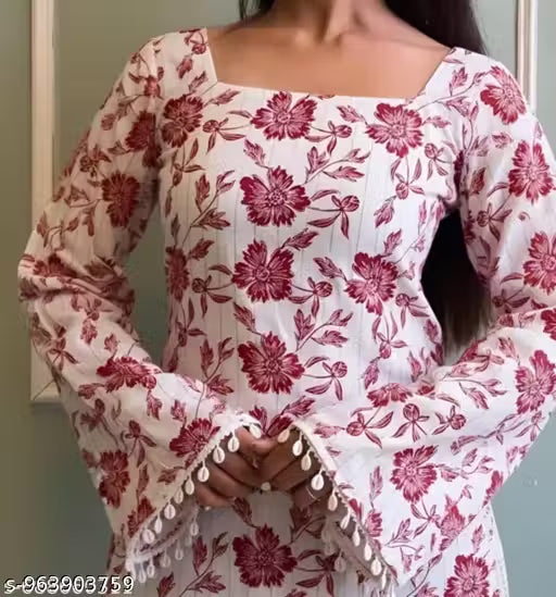 Trending square nack kurti printed