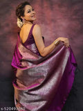 Trendy Jacquard Zari Woven Litchi Silk Traditional Soft Banarasi Saree for Woman with Unstitched Running Blouse