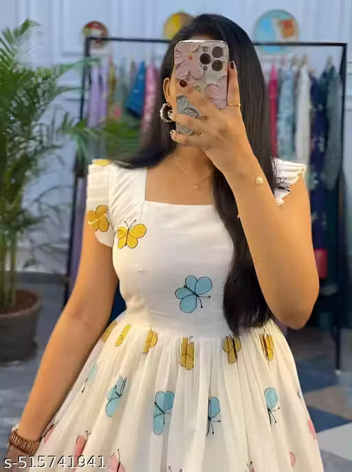 New Design Women Half Sleeves Printed Middy Gown || Women Gown || Women Dress || Women Frock || Frock for girls || Dress for women || Printed Dress