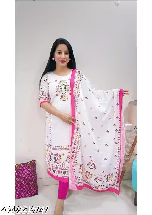 MASLIN SEQUNCE KURTA-DUPATTA SET WITH STRECHBLE PANT Dupatta Set