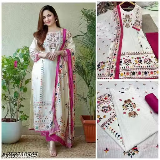 MASLIN SEQUNCE KURTA-DUPATTA SET WITH STRECHBLE PANT Dupatta Set