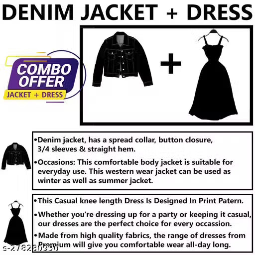 DR.ZOOM Dress With Jacket Women/Girls 100% Premium Quality Material Women Stylish Jacket With Dress COMBO (PACK OF 2) Urbane Latest Women Dresses With Jacket.