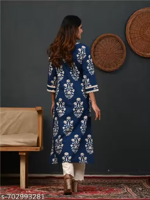 HN BLUE LACE | Printed Kurti For Festivals | Women Printed Kurta | New Kurti | Stylish Kurti | Party Wear | Women Latest Kurti | Women Rayon Floral Printed Straight Kurti/Kurta
